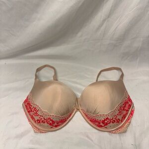 Victoria's Secret Tan and Red Lace Bra
